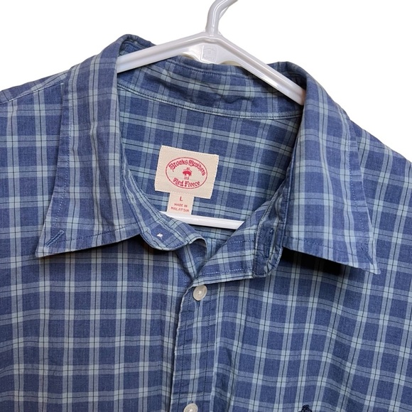 Brooks Brothers Red Fleece Men's Classic Fit Button Blue Plaid Shirt Size Large - Picture 2 of 3